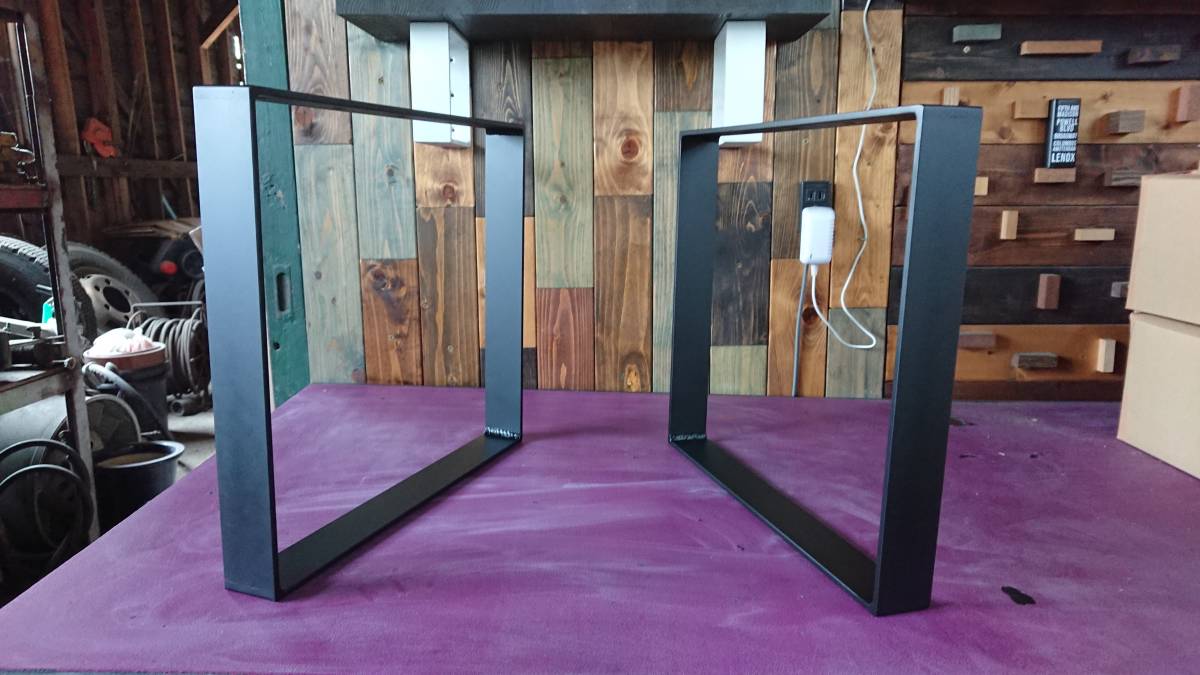 マットブラックでアイアンな万能金物♪ 50×380×450mm □型 2個セット 壁棚受け シェルフ中骨 鉄脚 ベンチ脚_1