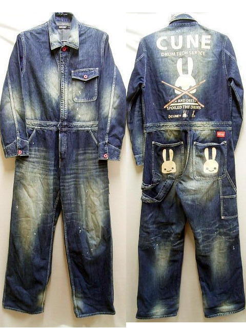 希少 CUNE キューン うさぎ デニム オールインワン つなぎ S CUNE 