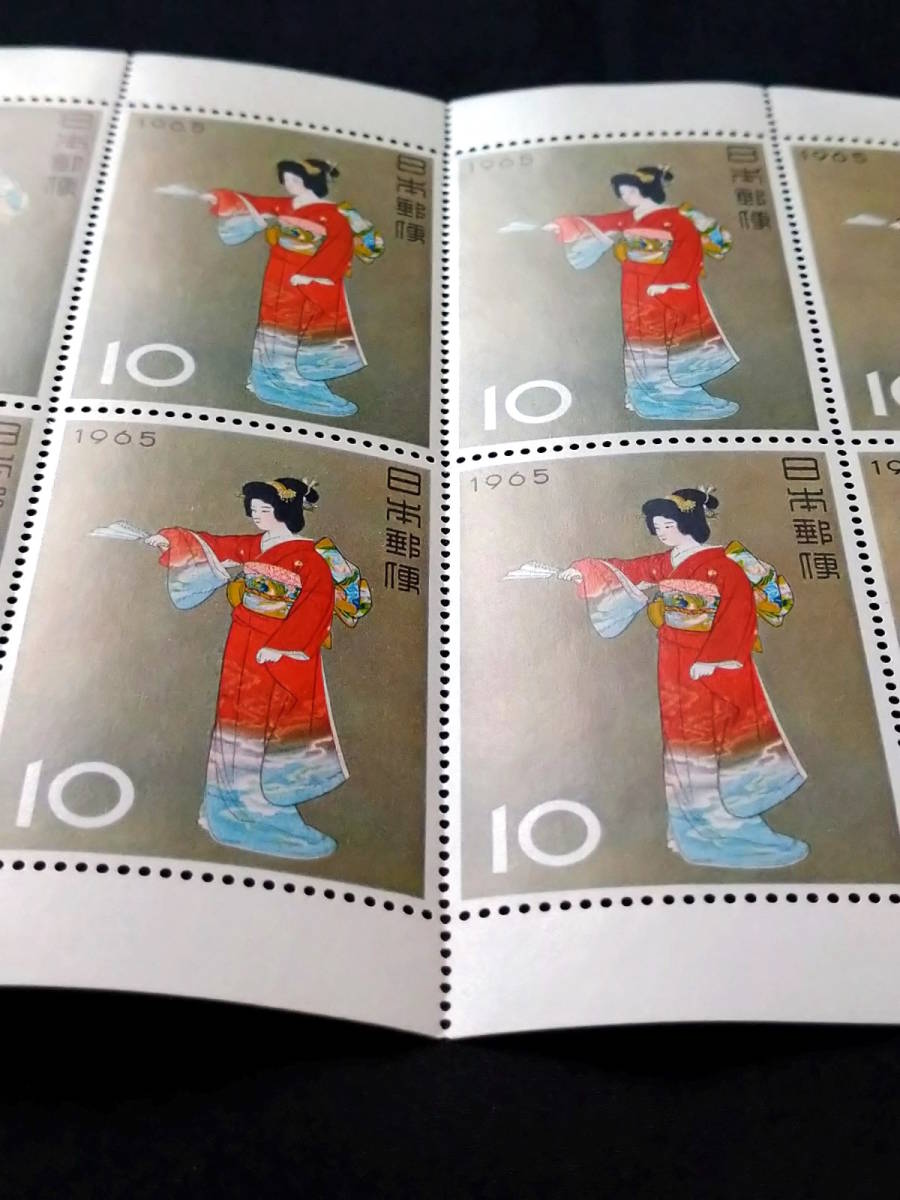 切手趣味週間 1965年 上村松園 序の舞 １シート 10円10面シート 切手趣味週間 売買されたオークション情報 Yahooの商品情報をアーカイブ公開 オークファン Aucfan Com