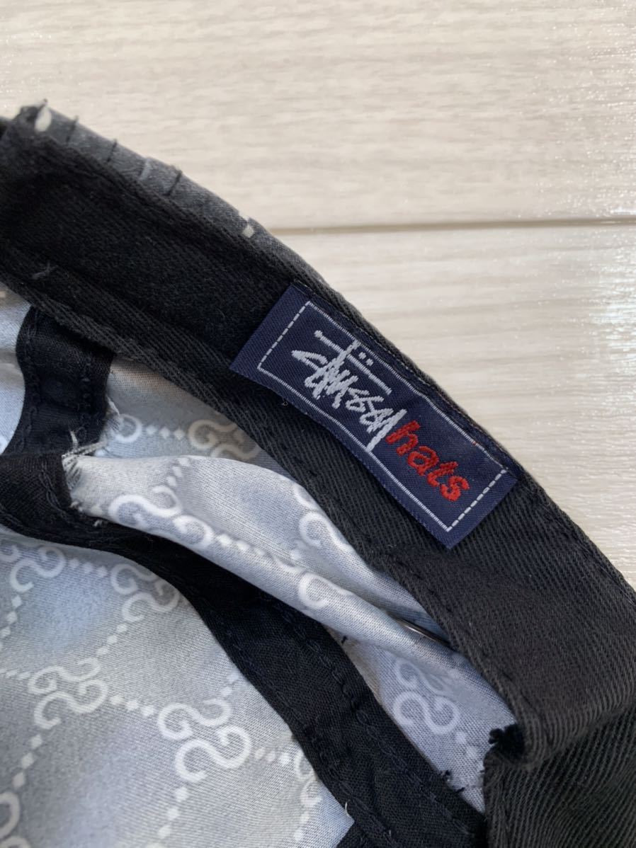 激レア 90s OLD STUSSY ステューシー モノグラム 柄 キャップ 帽子 紺 