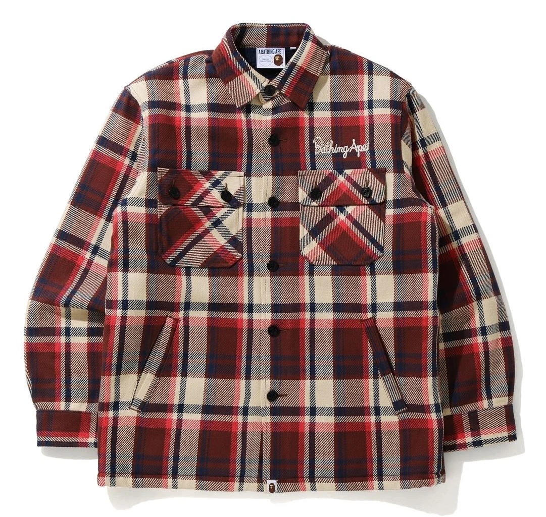 新品タグ付き BAPE CHECK CPO JACKET ベイプ ラブジェネ チェック CPOジャケット S アベイシングエイプ 