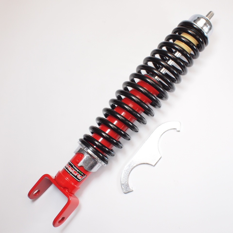VESPAベスパCARBONE製リアサス赤/黒spring　PX200FL P200E PX150E PX125FL ET3 50S Sprint GS VBB Rally GTR 160GS Super STD 180SS 200