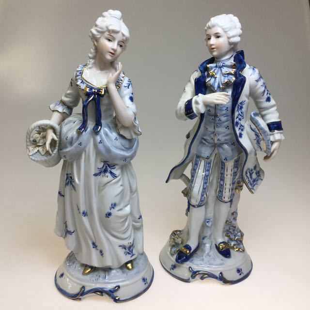 陶器人形 KPM 貴婦人 ベルリン王立磁器製陶所 2点セット フィギュリン