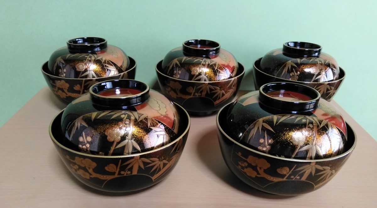 550 輪島塗 煮物椀 5 客セット 漆器 伝統工芸 雑煮椀 現状渡し｜漆芸