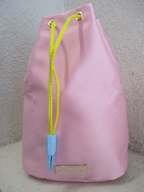 即決☆ 美品 PRADA CANDY プラダ キャンディ 美配色 ミニハンドバッグ ポーチ 巾着バッグ ピンク サテン地