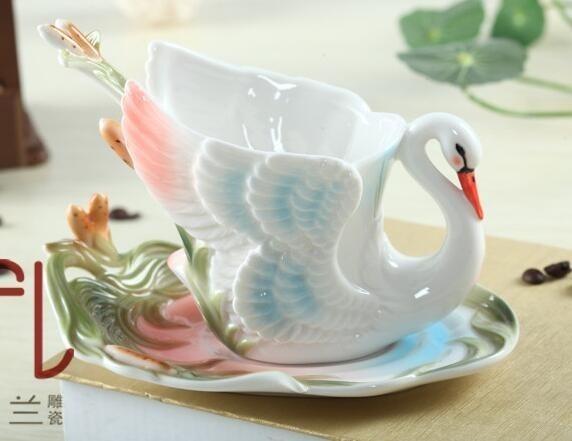激安大特価，本物保証 3点セット 白鳥 ティーセット マグカップ コップ スプーン ソーサー おしゃれ インテリア 紅茶 コ Q12269(コーヒー、ティー兼用)｜売買されたオークション情報、yahooの商品情報をアーカイブ公 茶器