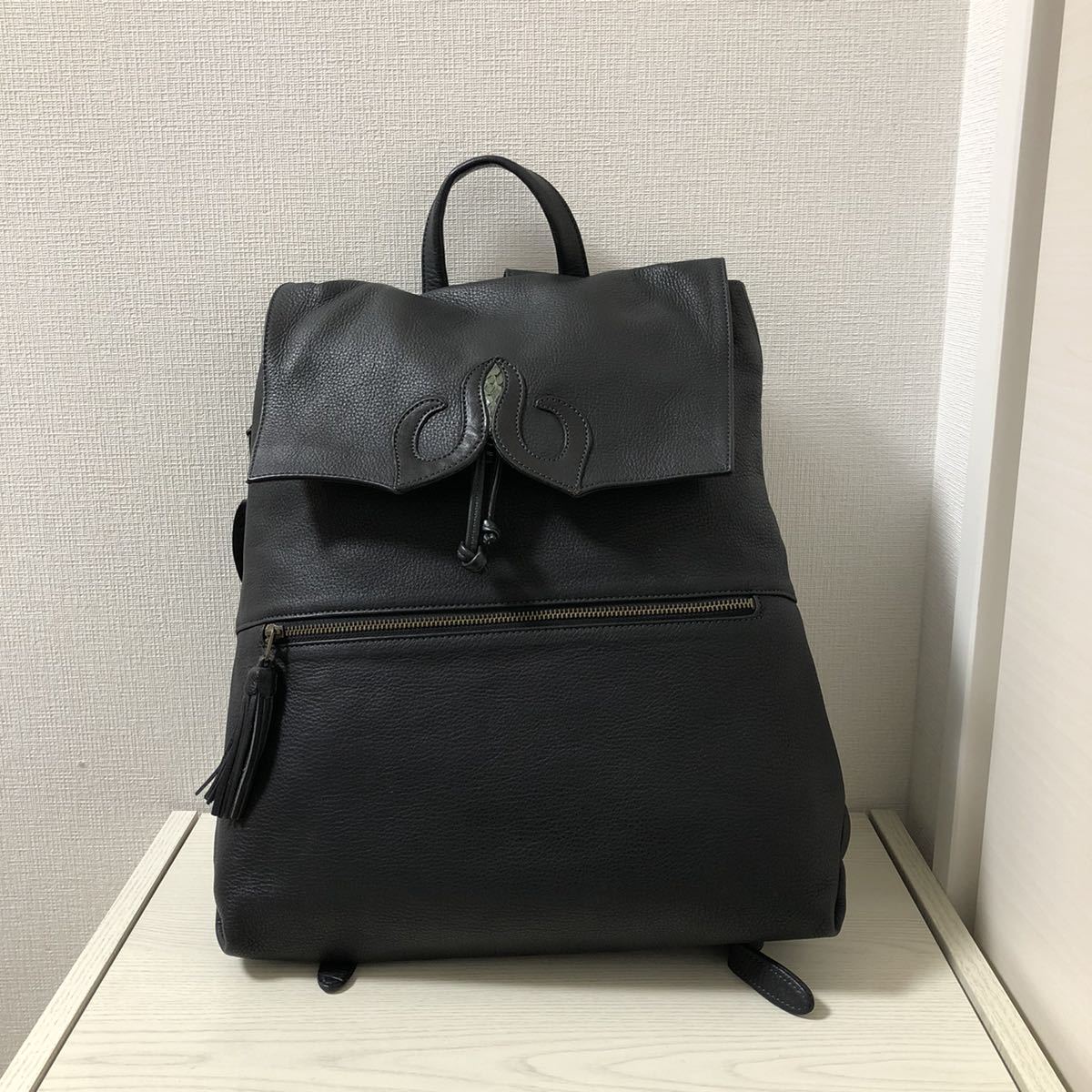 美品】IBIZA イビザ レザー リュックサック ブラック 黒 フリンジ 