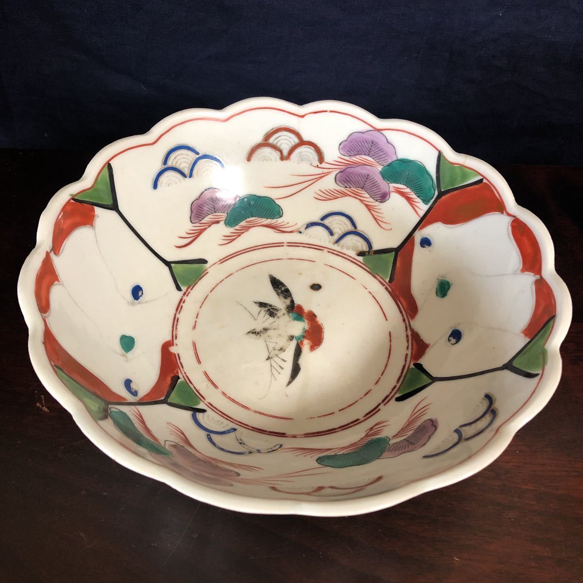 有田焼 古伊万里 中鉢 色絵 深皿 染付 時代物②伊万里 割絵 大鉢