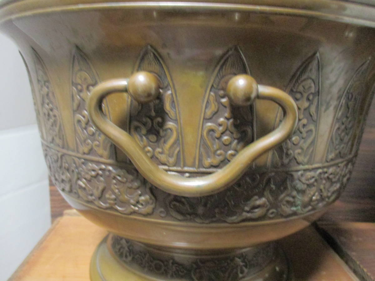 火鉢 宣徳銅 金屋五郎三郎② 共箱 瓶掛 DIT時代煎茶道具