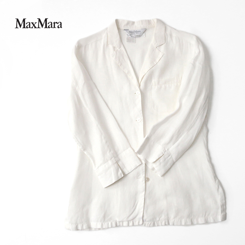 【本物保証，定番人気】 ITALY製 Max Mara マックスマーラ ホワイトリネンシャツ/白タグ 38(長袖シャツ)｜売買されたオークション情報、yahooの商品情報をアーカイブ公開 - オークファン トップス