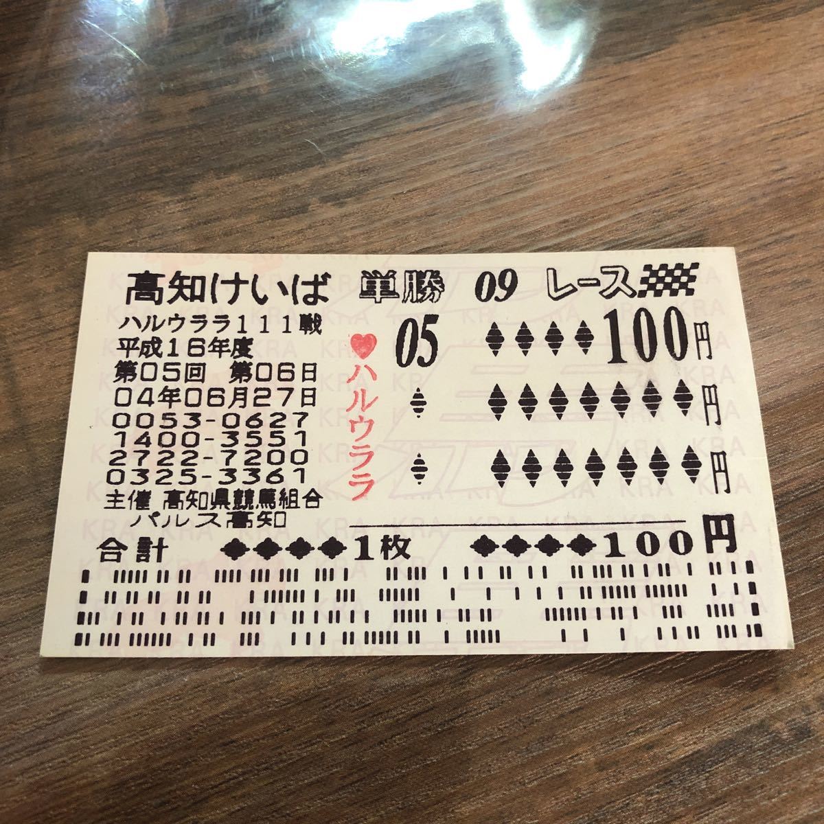 ハルウララ YSダービージョッキー特別 武豊騎乗 高知けいば 単勝馬券