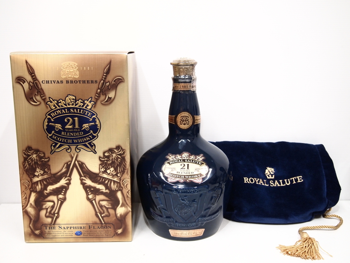 L13219HD3 CHIVAS BROTHERS ROYAL SALUTE シーバス ブラザーズ ロイヤルサルート 21年 サファイア フラゴン 2607g 1500ml 40度 古酒 未開栓