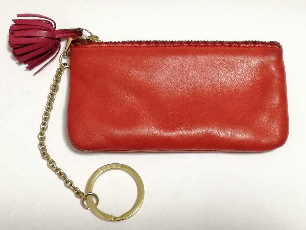 箱付き LOEWE ロエベ コインケース ナッパレザー アナグラム レッド 