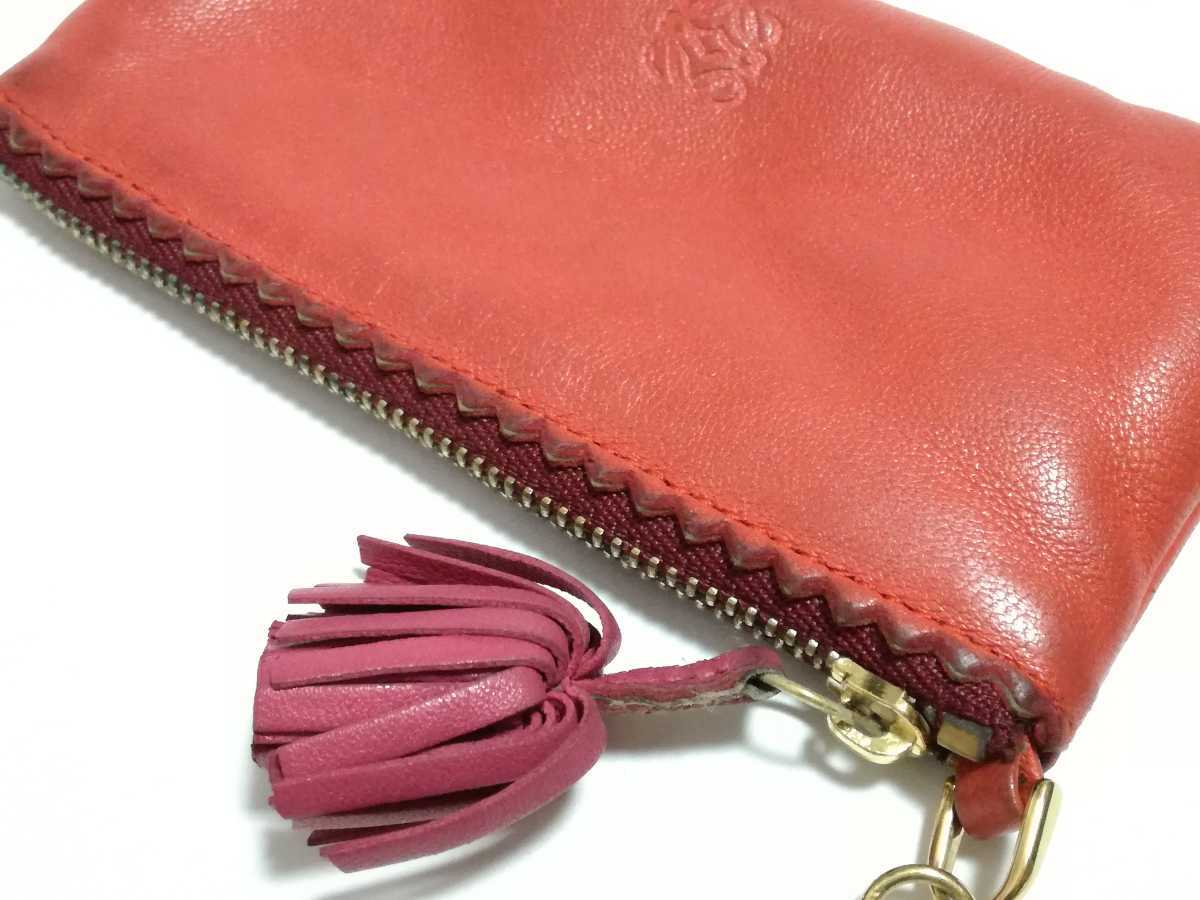 箱付き LOEWE ロエベ コインケース ナッパレザー アナグラム レッド 