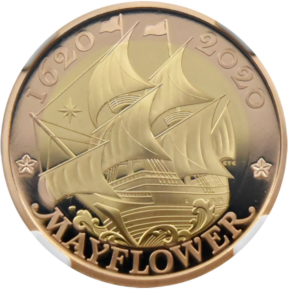 0 メイフラワー号出航400周年 NGC エリザベス2世 イギリス 2ポンド銀貨 