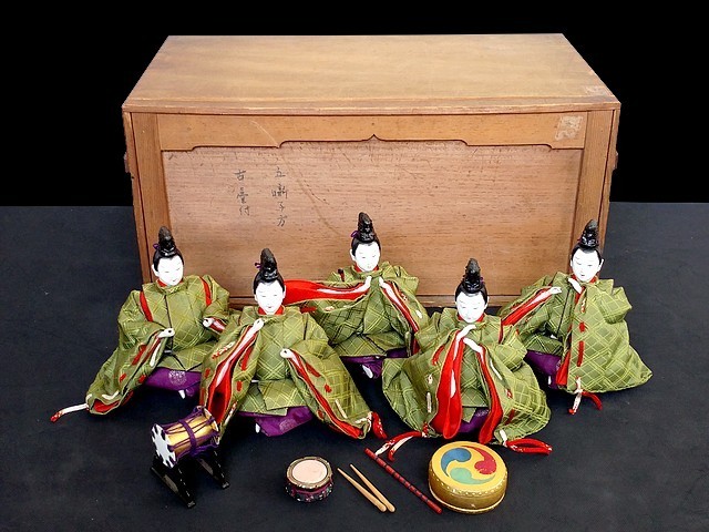 3Q売切！税無し☆古い雛人形□五人囃子□木屋漆器店