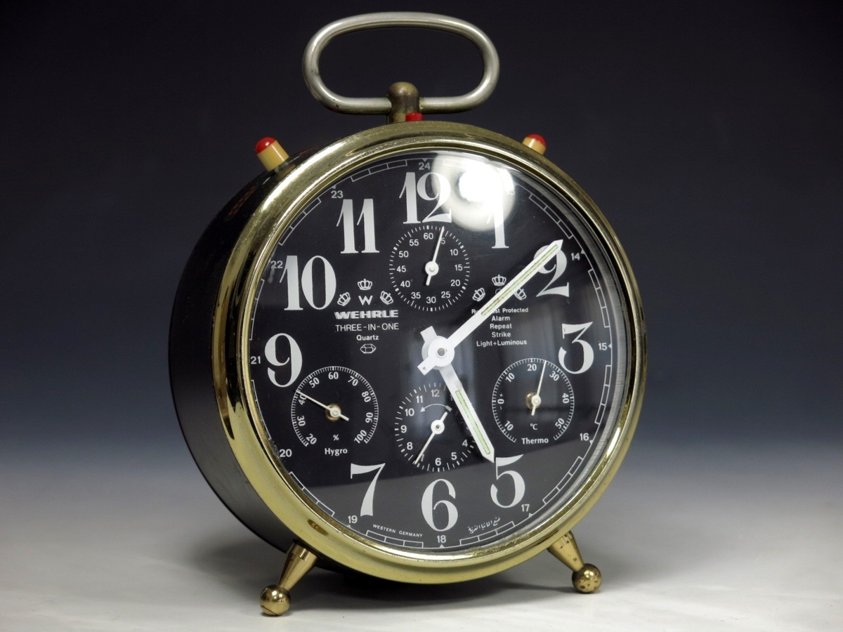 ヴィンテージ 西ドイツ 目覚まし時計 WEHRLE THREE-IN-ONE ウエラ 希少