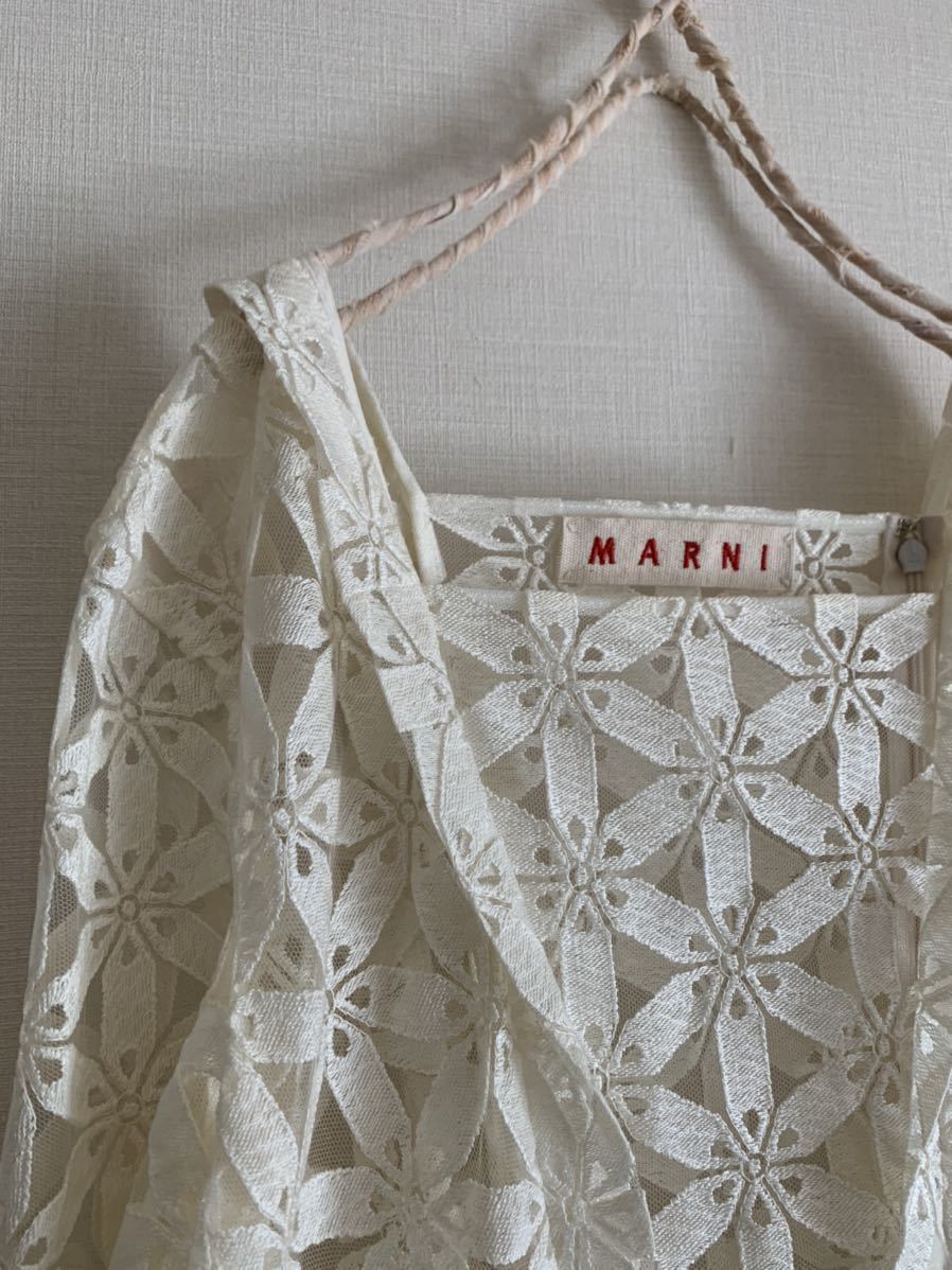 マルニ レース トップス チュニック ワンピース アイボリー コットン 