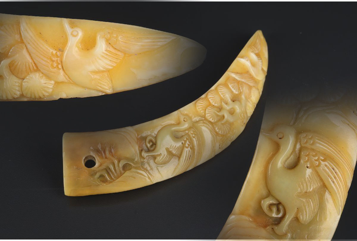 在銘 山口 河馬牙 根付 時代 古美術 細密細工 人物 カバ牙 彫刻 KJ1 No