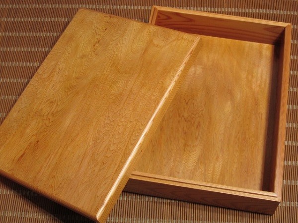 屋久杉工芸品文箱（大）文房具箱筆記用具入れ和風 屋久杉工芸品 文箱