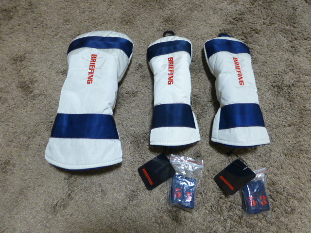 BRIEFING●ブリーフィング●ドライバー用×１フェアウェイウッド用×２ヘッドカバー３点セット白紺美品！