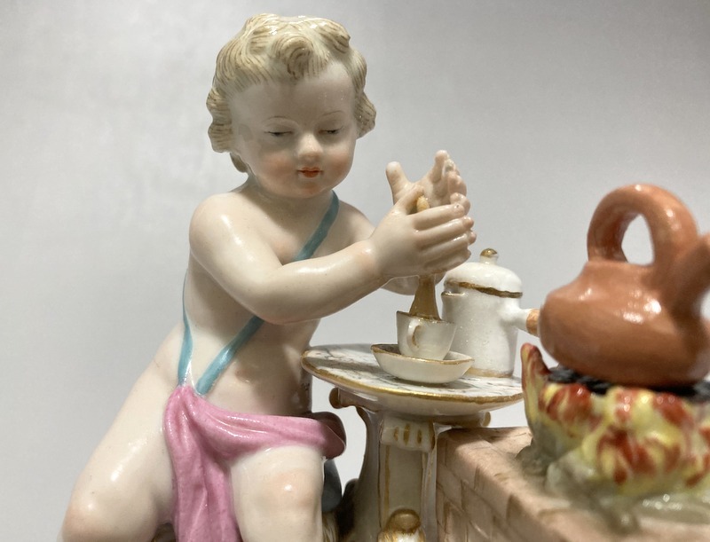 アンティーク マイセン Meissen 19世紀 「ホットチョコレートをつくる