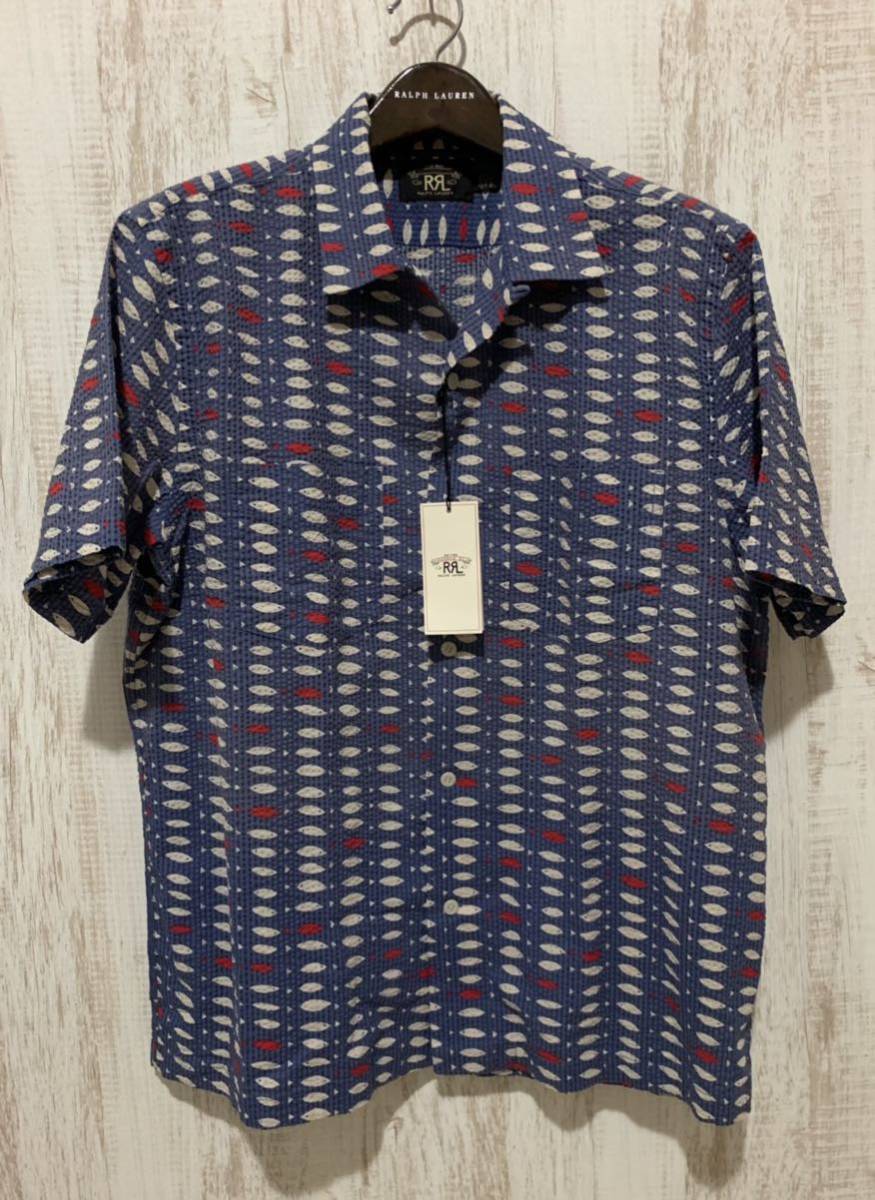 売り切り 新品 RRL フィッシュプリントシアサッカーシャツ L 魚柄 