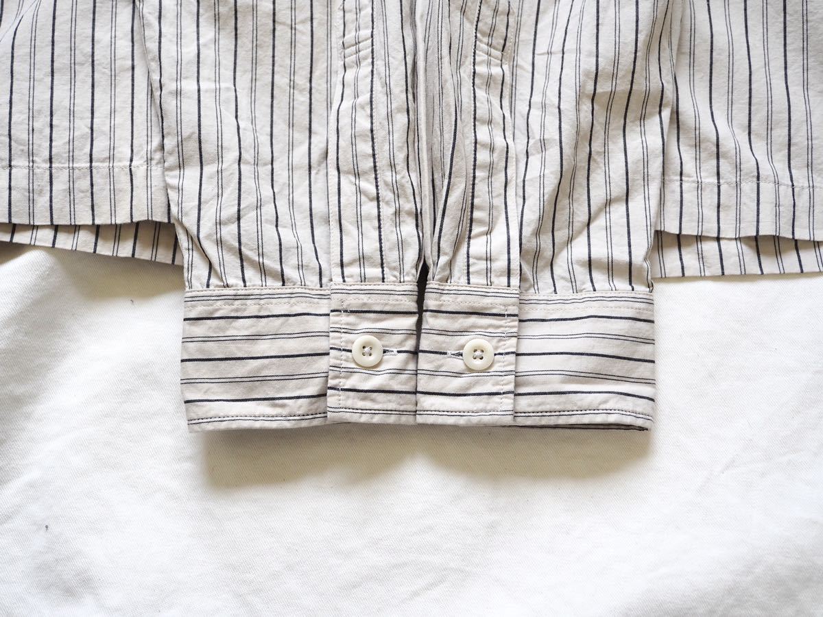 MHL. バンドカラー ストライプシャツ M 18SS COTTON STRIPE SHIRT 美品 