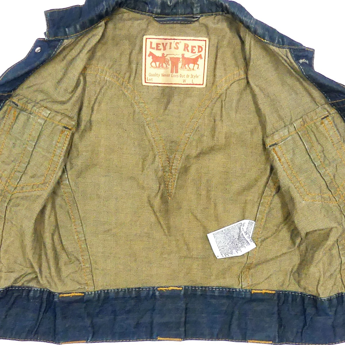 即決☆リーバイスレッド☆メンズL デニムベスト Gジャン LEVI