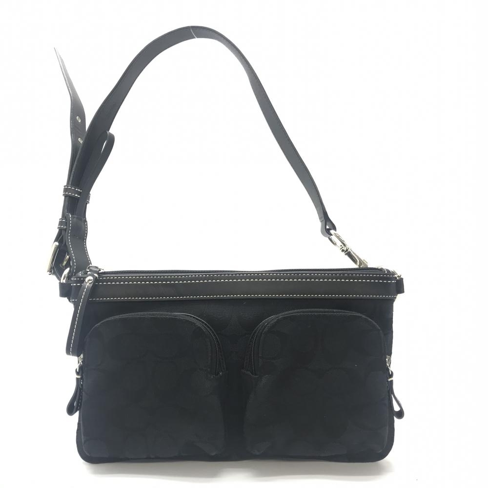 HOT，人気SALE COACH コーチ シグネチャー レディース ワンショルダーバッグ 肩がけカバン ナイロン キャンバス 黒 ブラック ポシェット 管理HS23487(その他)｜売買されたオークション情報、yahooの商品情報を かばん、バッグ