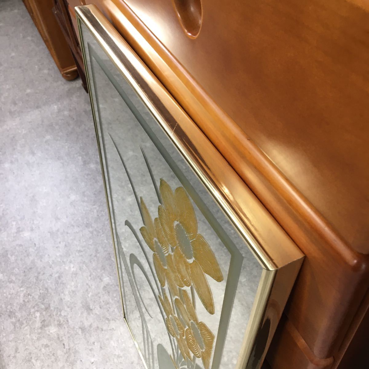 Art Windsor ヴィンテージ USA, Mirror, Wall Aluminum Brass-Plated 