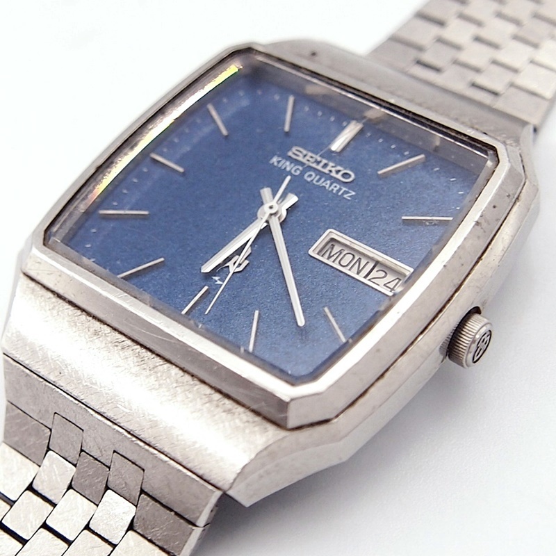 動作品】SEIKO KING QUARTZ 5856-5000 ＜腕時計＞ シルバー金具 