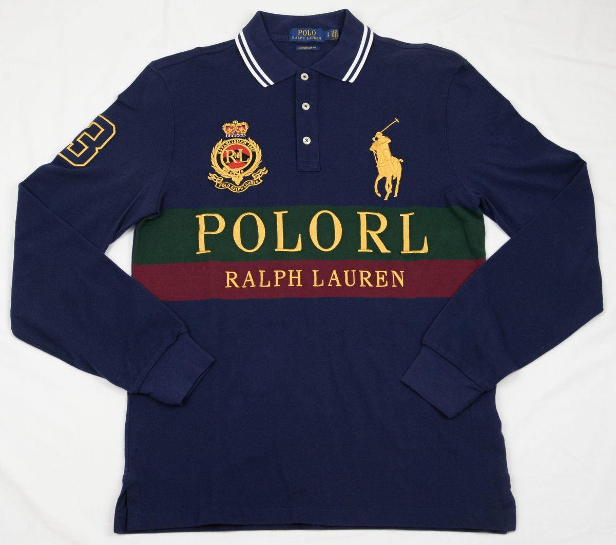 ○定価20900円POLOラルフローレン長袖ポロシャツ(紺,金BIGPONY 