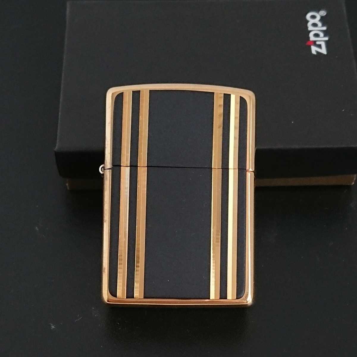 ZIPPO ジッポーオイルライター 黒真鍮コンビ ライン レア アンティーク ヴィンテージ solid brass