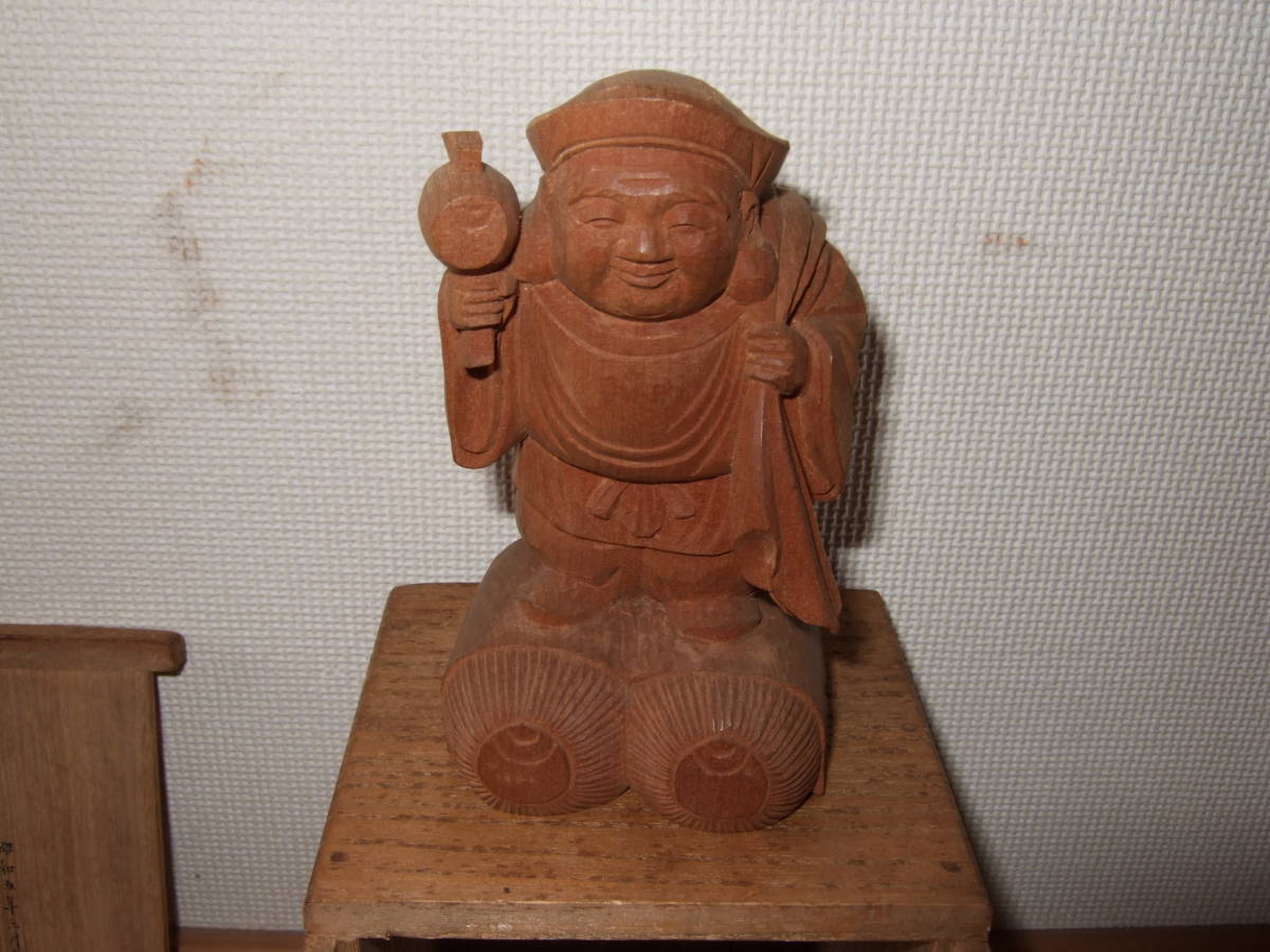 高村光雲 木彫 大国様 背中に本人彫名 共箱 【摸刻】 木彫 高村