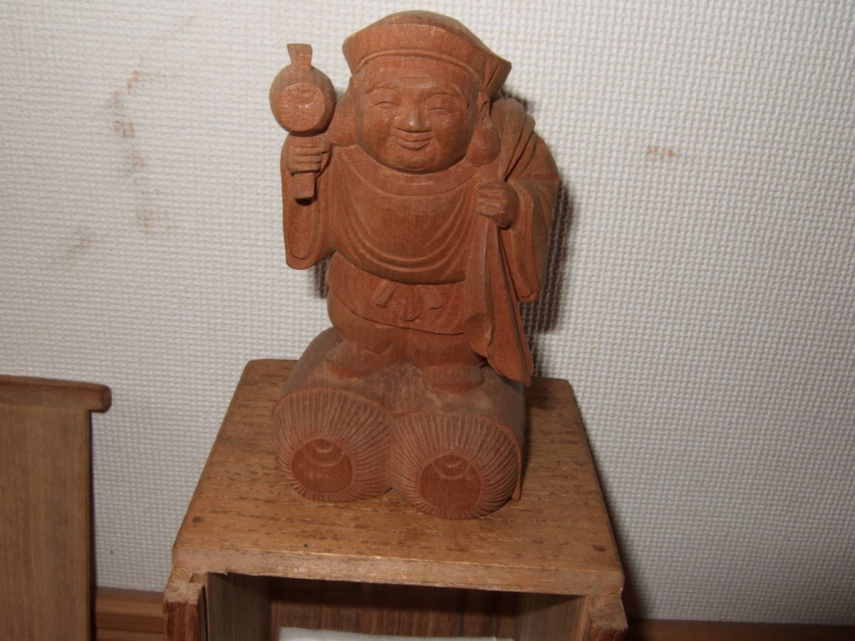 高村光雲 木彫 大国様 背中に本人彫名 共箱 【摸刻】 木彫 高村