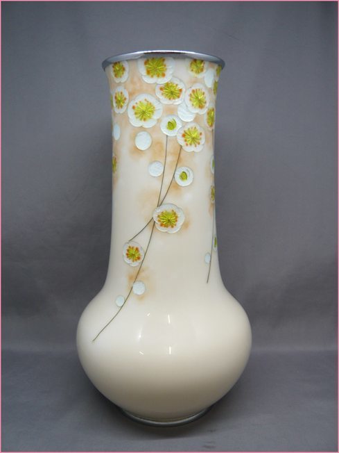 ♢尾張七宝焼 田村七宝 3代田村幸夫造 花文様花瓶 日本工芸会会員 美術