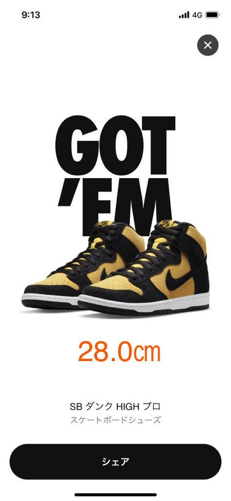 新品 28.0cm NIKE SB DUNK HIGH MAIZE AND BLACK ナイキ SB ダンク 