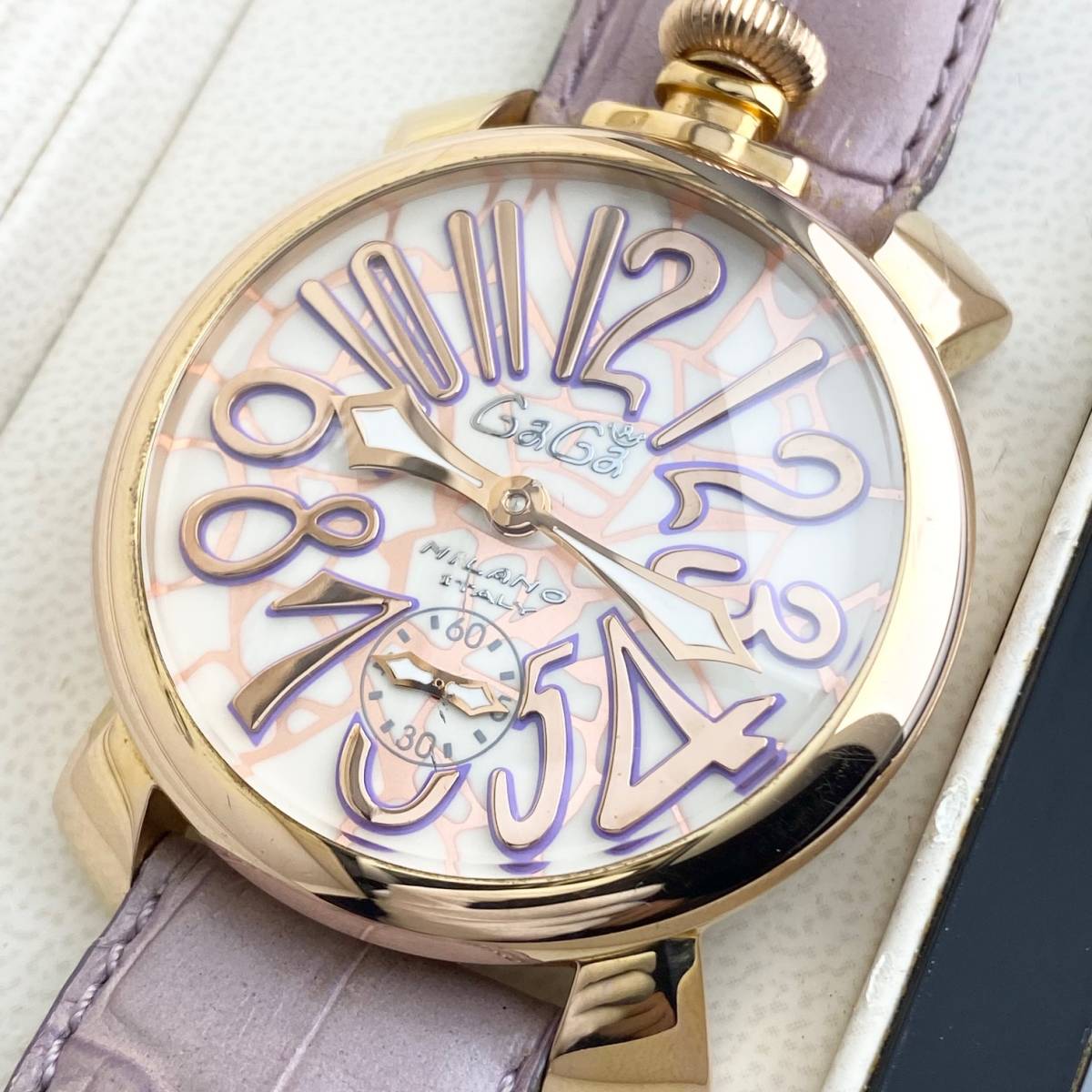 1円～】GaGaMILANO ガガミラノ 腕時計 メンズ 手巻き スモセコ 