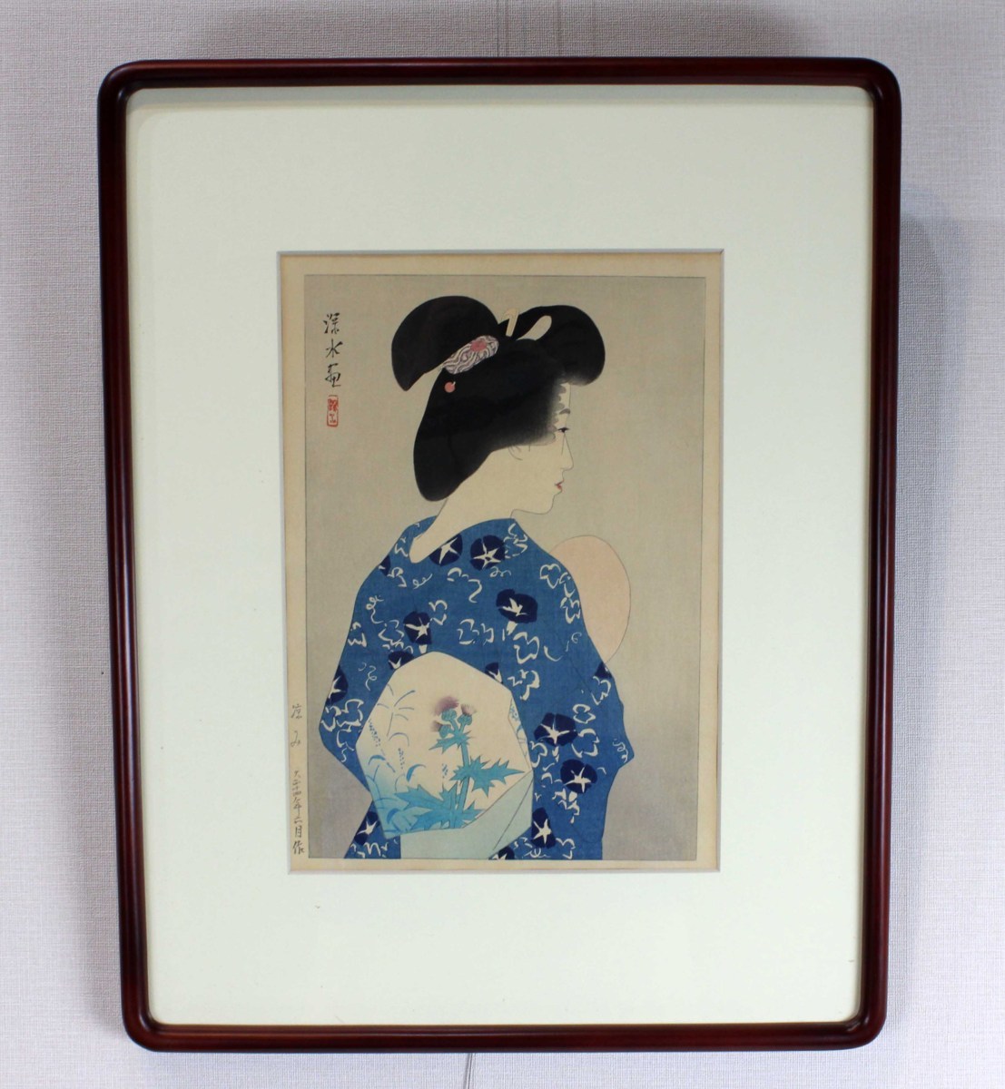 伊東深水 後ろ美人画 木版画 版画 美術品 版画 【公式通販】
