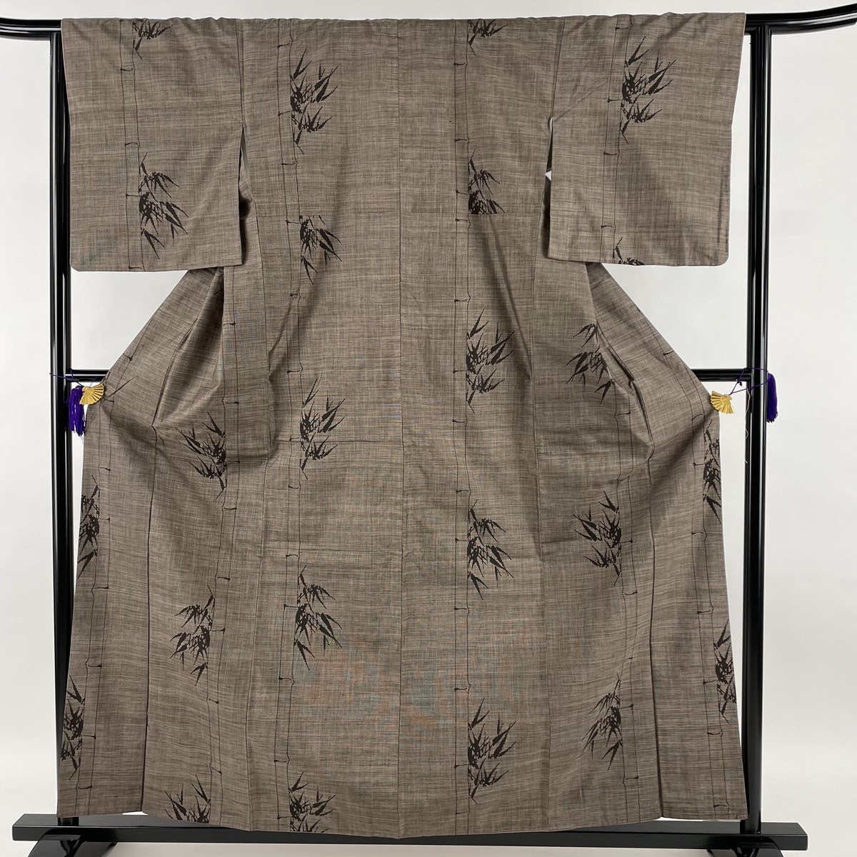 大島紬 袷 美品 正絹 M 証紙あり 身丈160.5cm 焦茶色 裄丈65cm