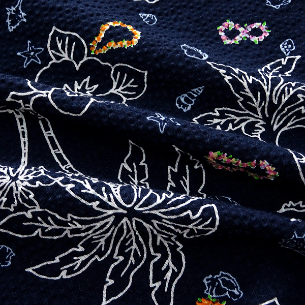 新品 POLO BCS ポロ フラワー柄 シアサッカー 半袖 BDシャツ LL 白 【I58378】 春夏 メンズ ホース刺繍 アロハシャツ ボタンダウン POLO BCS 半袖シャツ オックス BD 春夏（ネイビー）