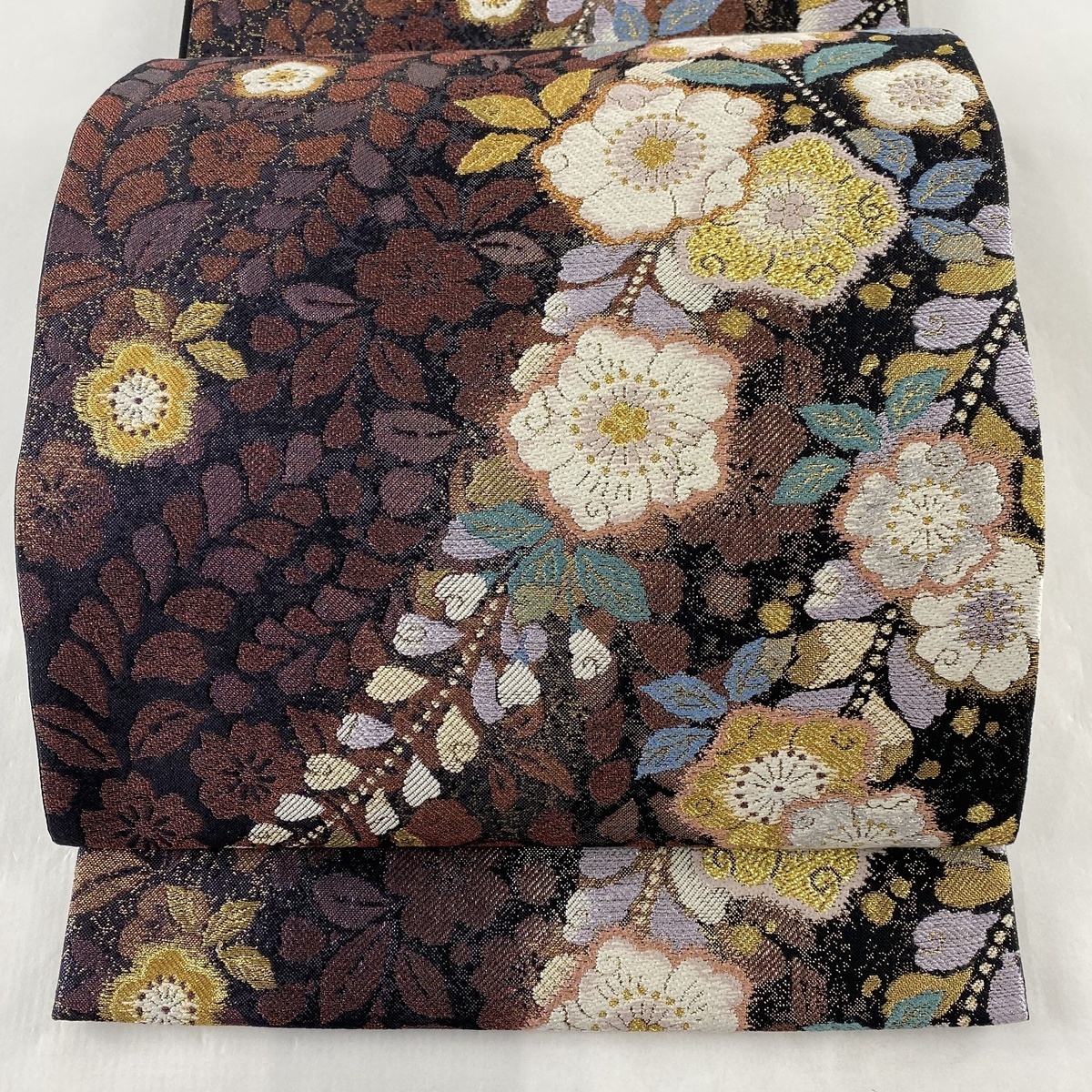 袋帯 美品 名品 やまと 辻が花柄 金糸 箔 赤紫 六通 正絹 【中古】 ☆☆☆☆