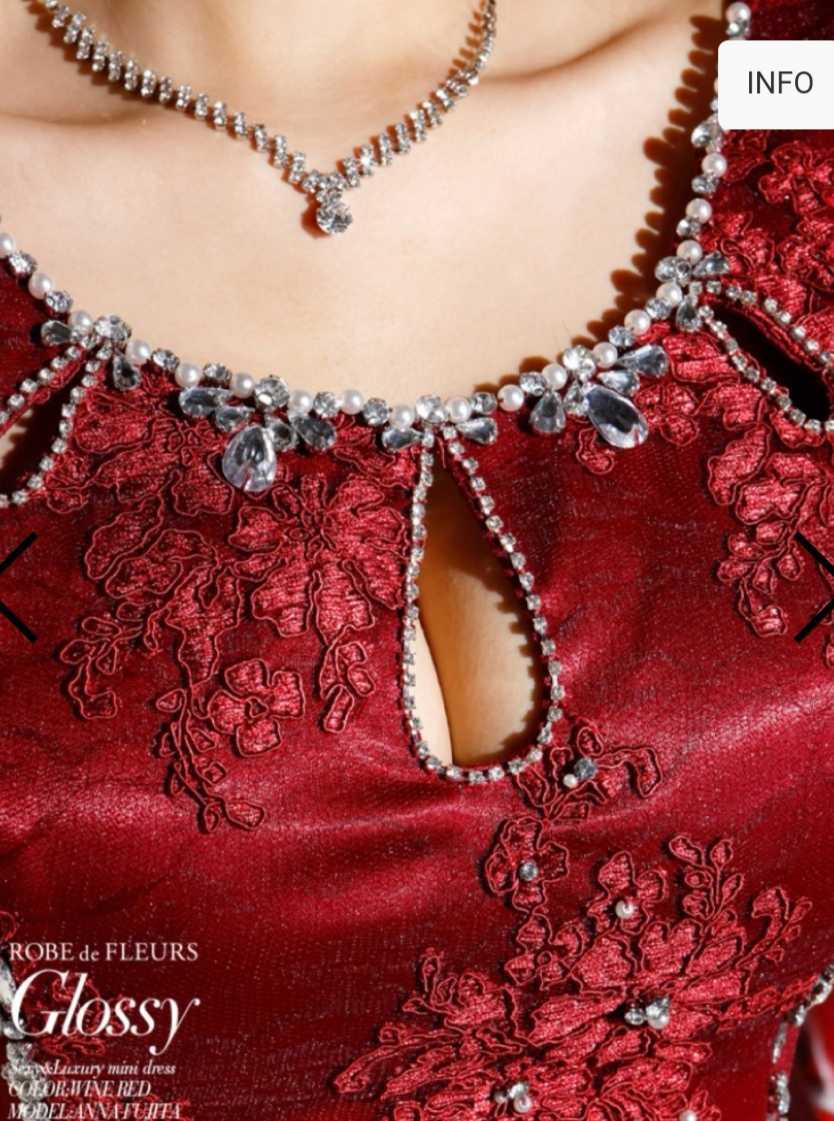 ROBE de FLEURS Glossy】Sサイズ ミニドレス レッド / キャバ嬢 ドレス