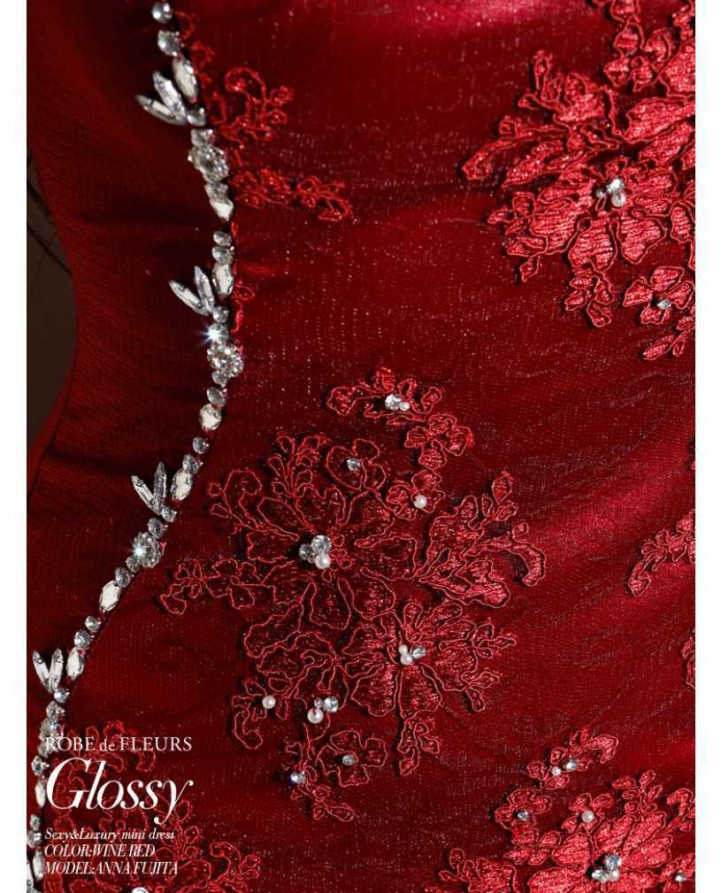ROBE de FLEURS Glossy】Sサイズ ミニドレス レッド / キャバ嬢 ドレス