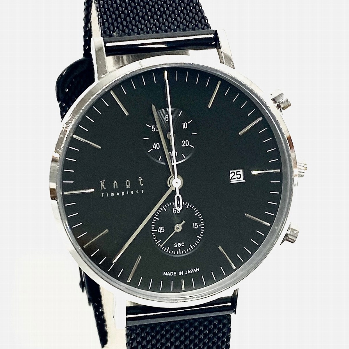 【中古】Knot 腕時計 CC-39 Time piece クロノグラフ ステンレス デイト クオーツ ノット メンズ 黒 タイムピース 電池式 4440