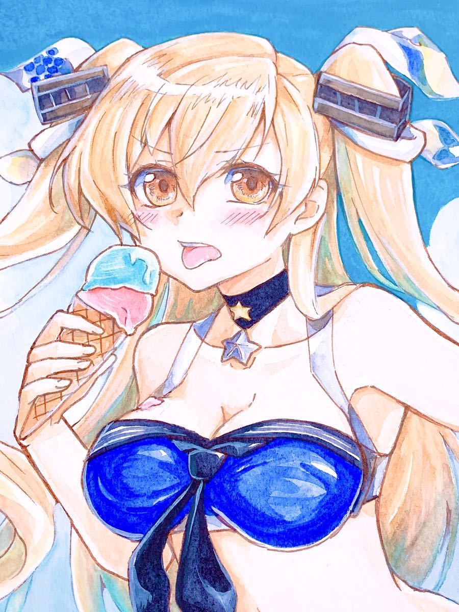 手描きイラスト 同人 艦隊これくしょん 艦これ Johnston 水着 夏 海 手描きイラスト 売買されたオークション情報 Yahooの商品情報をアーカイブ公開 オークファン Aucfan Com