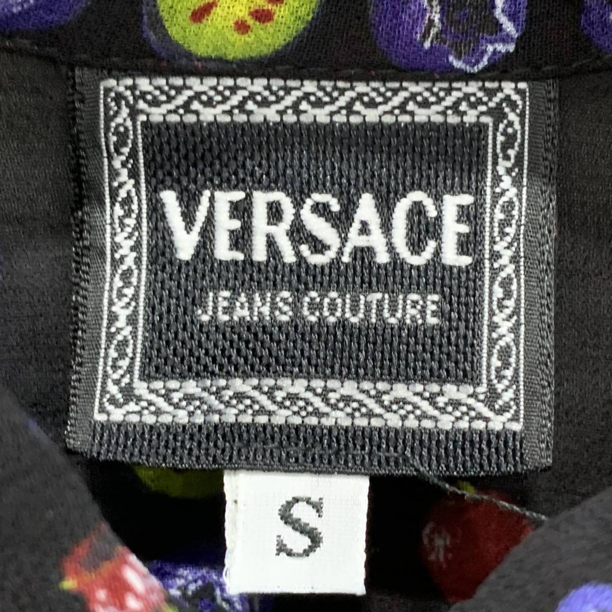 ITALY製 VERSACE 総柄長袖シャツ ドレスシャツ フルーツ柄 ハイ 
