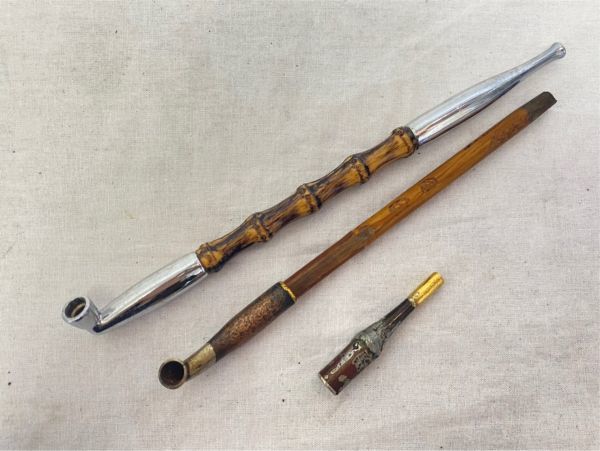 S220-K24-55 喫煙具3点セットまとめ 煙管/キセル 煙管筒 煙草入