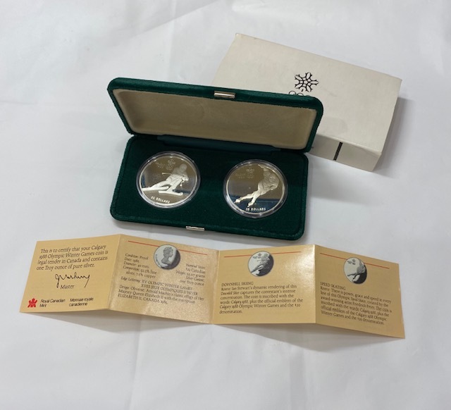 カナダ カルガリー 冬季 オリンピック 銀貨 1988 20DOLLARS 銀貨2枚 20ドル ケース付き エリザベス2世
